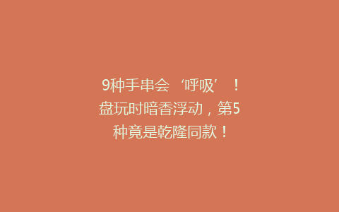 9种手串会‘呼吸’！盘玩时暗香浮动，第5种竟是乾隆同款！